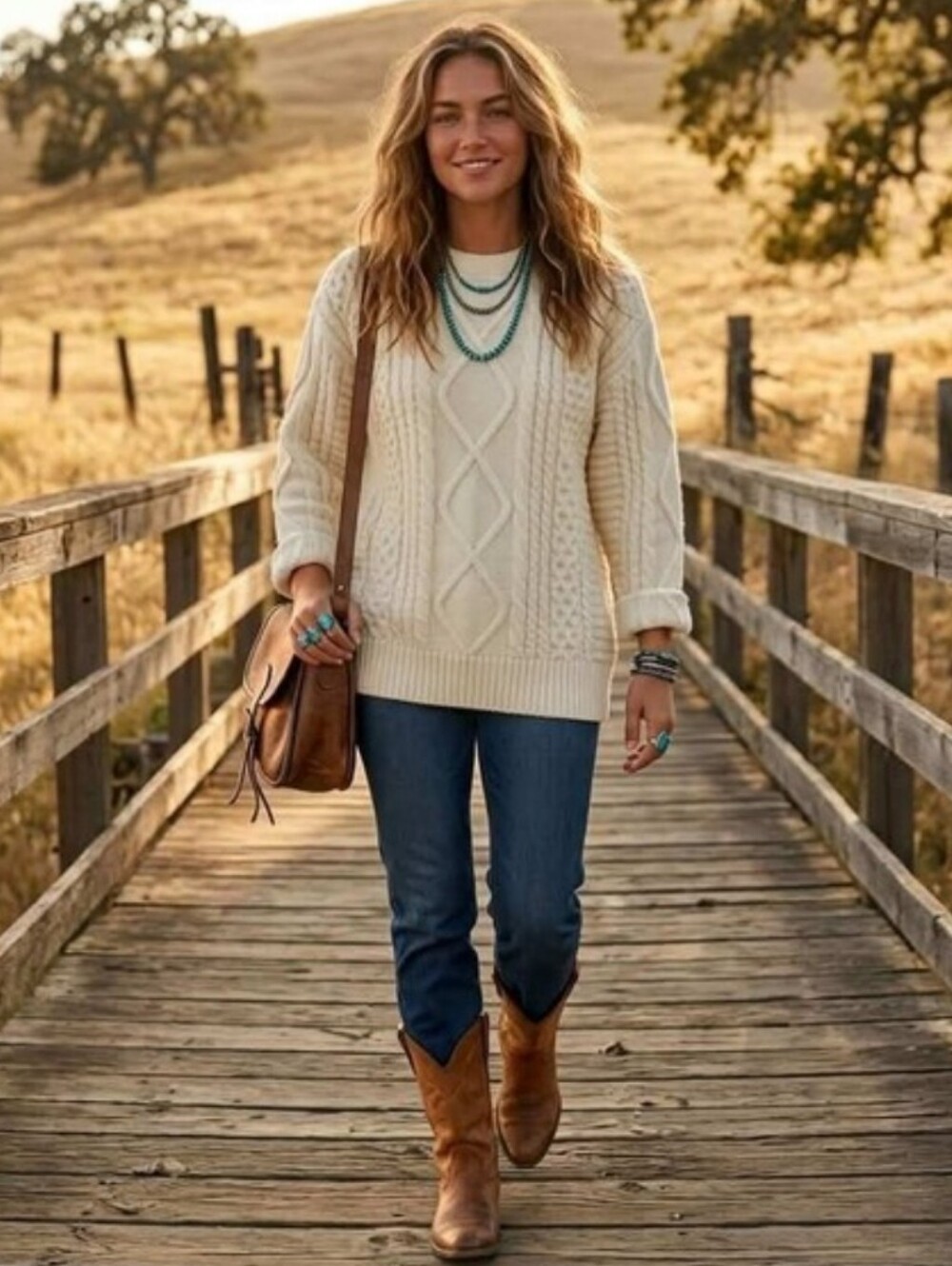 Aelfric Eden Cream Cable Knit Sweater Size M